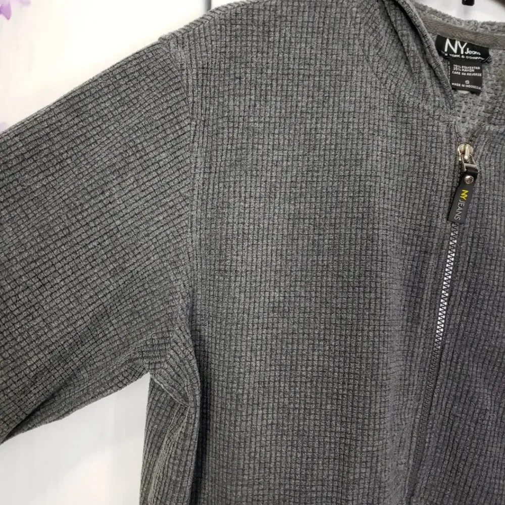 NY Jeans Fleece Full Zip Hooded Sweatshirt S - Picture 4 of 8